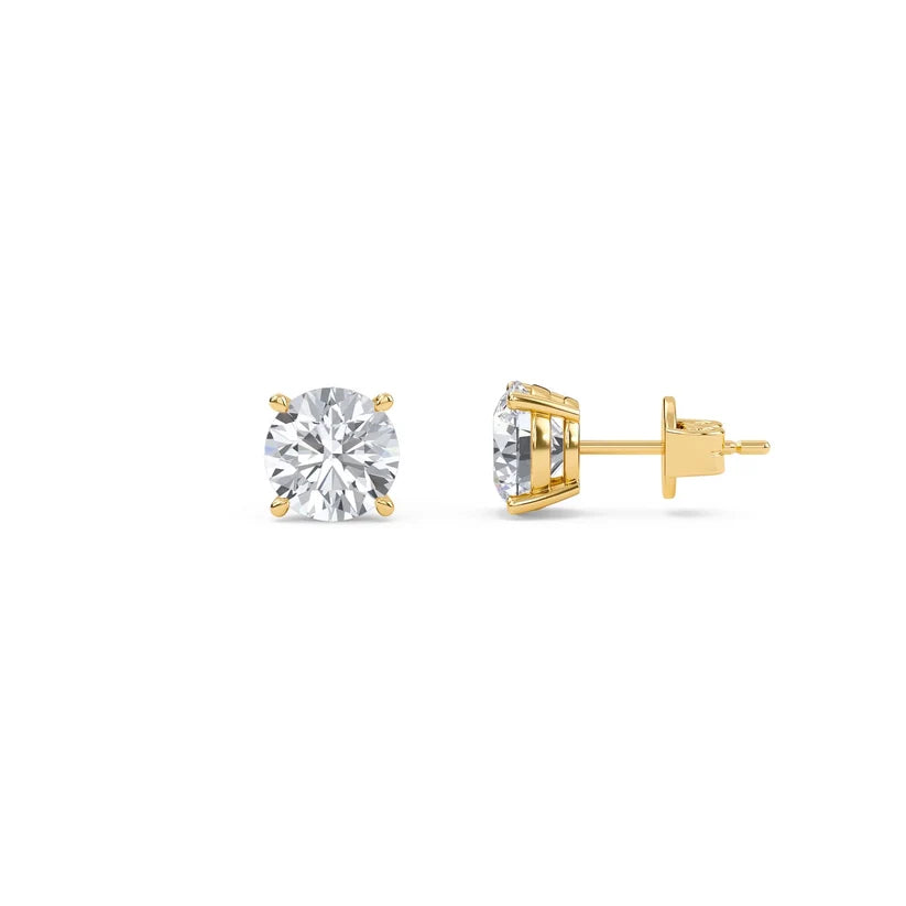 Classic Round Diamond Stud Earrings in Gold ✨