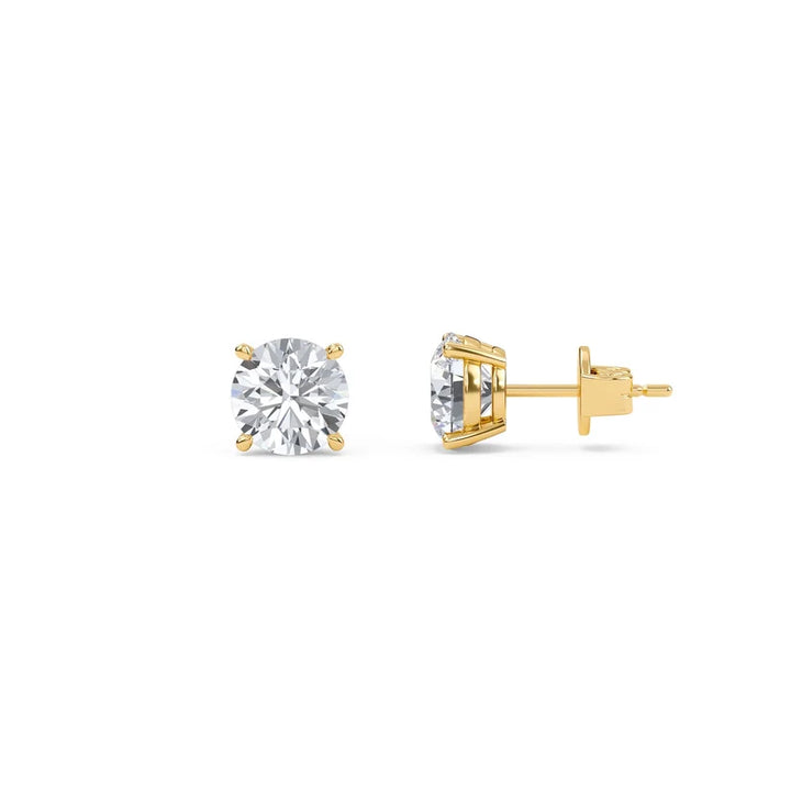 Classic Round Diamond Stud Earrings in Gold ✨