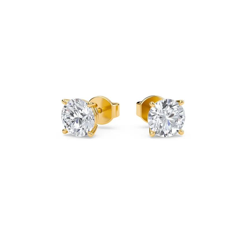 Classic Round Diamond Stud Earrings in Gold ✨