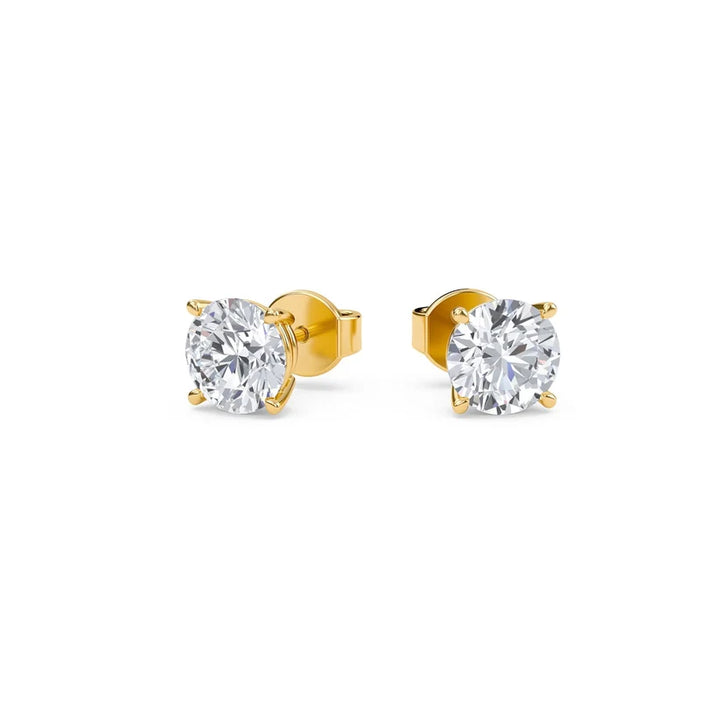 Classic Round Diamond Stud Earrings in Gold ✨