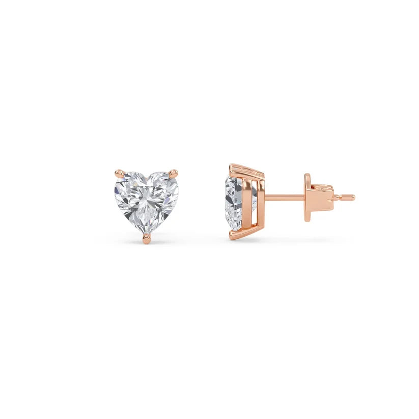 Heart-Shaped Diamond Stud Earrings in Gold 💎❤️