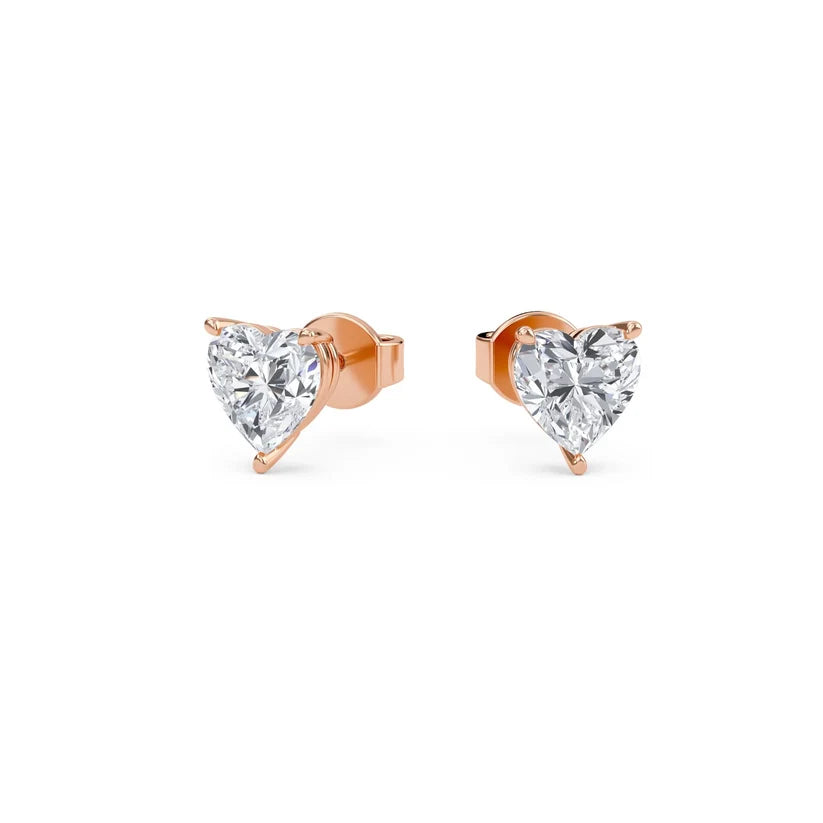 Heart-Shaped Diamond Stud Earrings in Gold 💎❤️