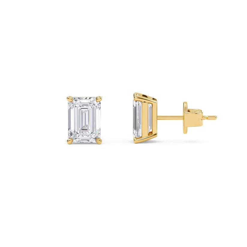 Elegant Emerald-Cut Diamond Stud Earrings