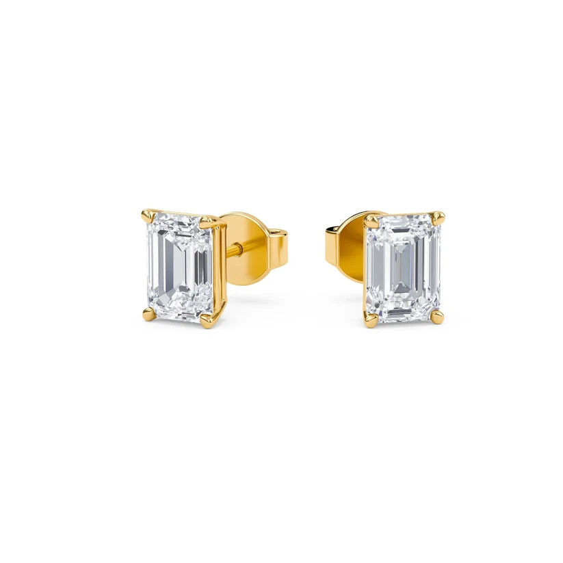 Elegant Emerald-Cut Diamond Stud Earrings