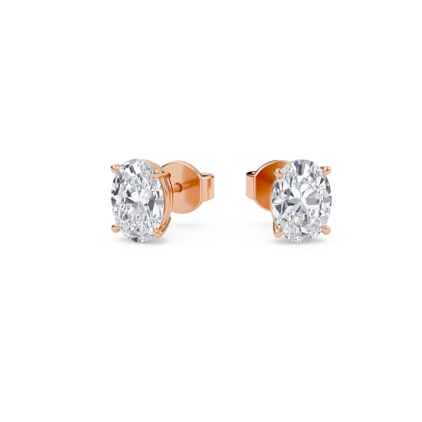 Elegant Oval-Cut Diamond Stud Earrings