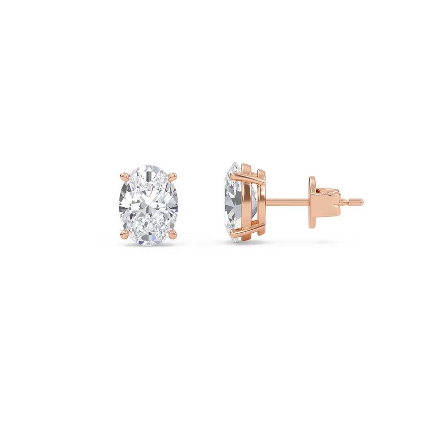 Oval-Cut Diamond Stud Earrings