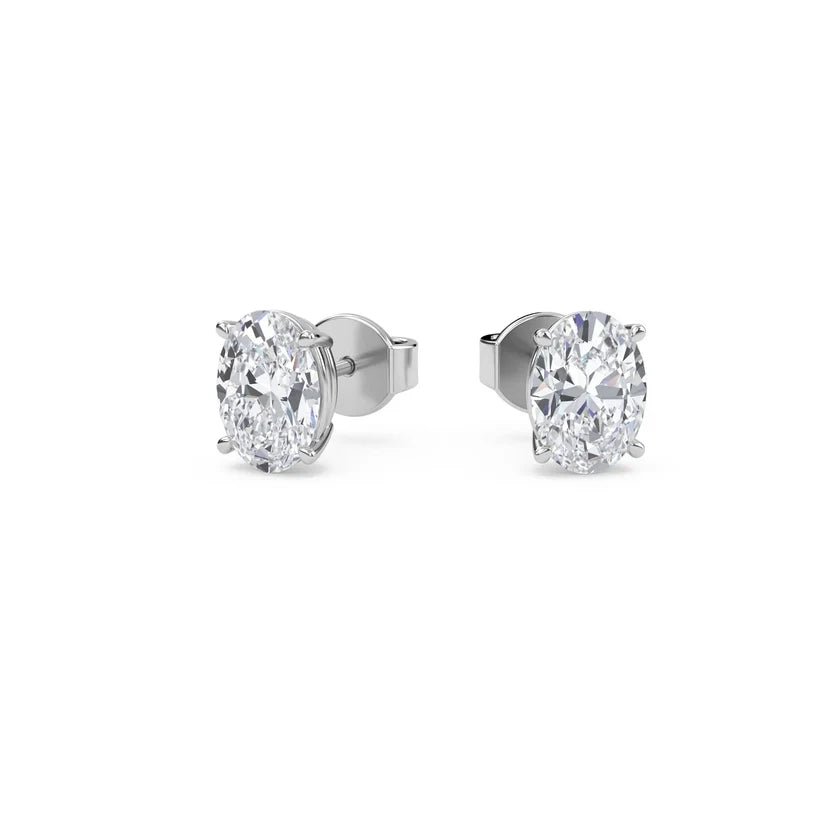 Oval-Cut Diamond Stud Earrings