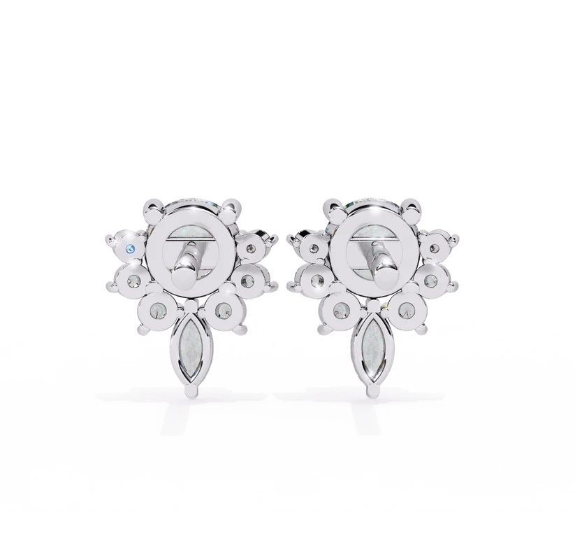 Aurelia Floral Diamond Cluster Stud Earrings ✨