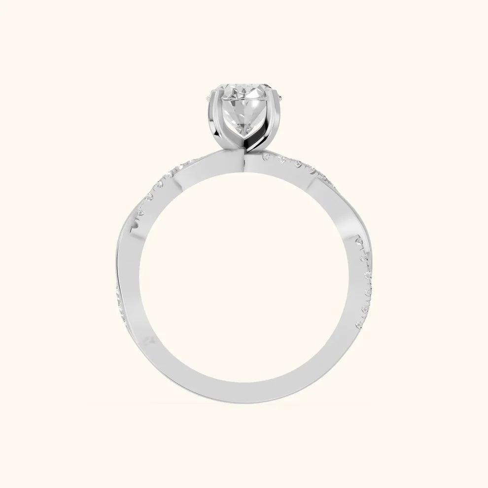 Twisted Side Stone Oval Diamond Engagement & Wedding  Ring in Yellow Gold