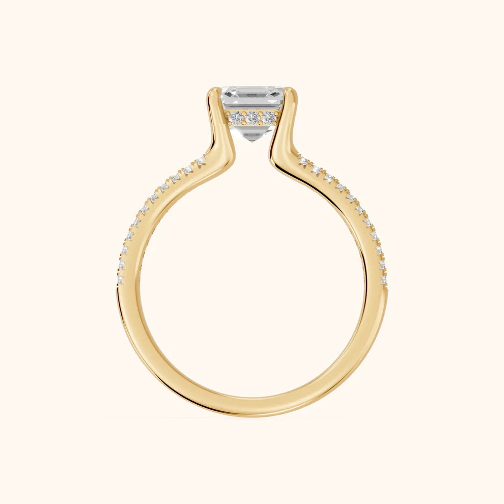 Eternal Embrace Solitaire Asscher Diamond Engagement & Wedding Ring
