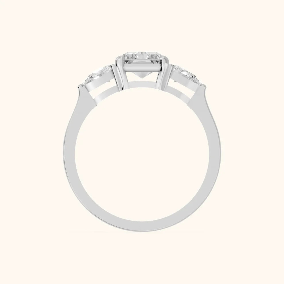 Grace Three Stone Radiant Diamond Engagement & Wedding Ring