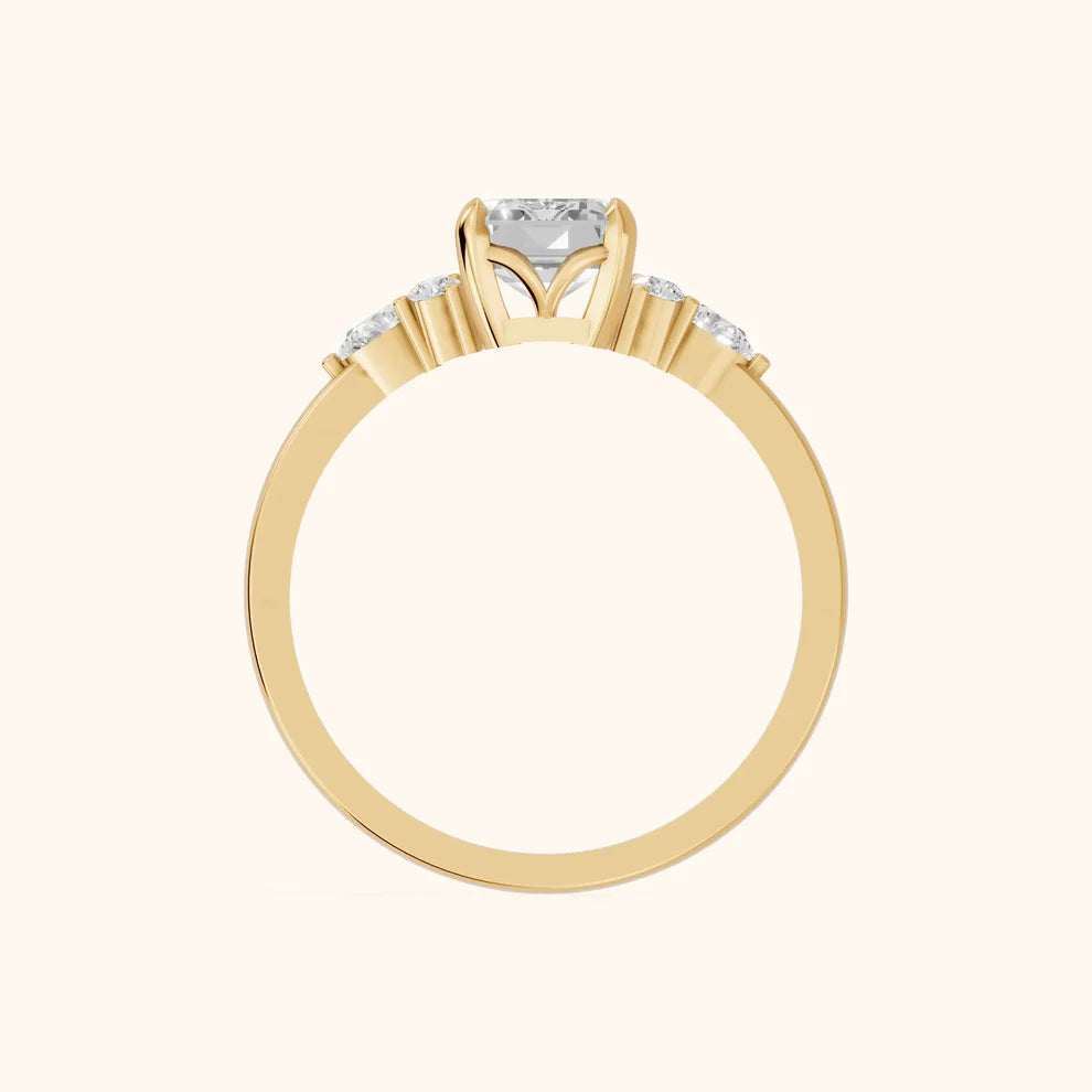 Amelia Three Stone Emerald Diamond Engagement & Wedding Ring