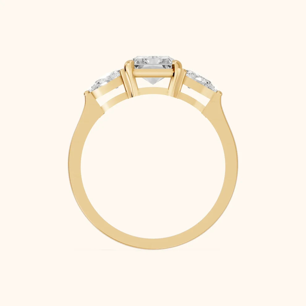 Grace Three Stone Radiant Diamond Engagement & Wedding Ring