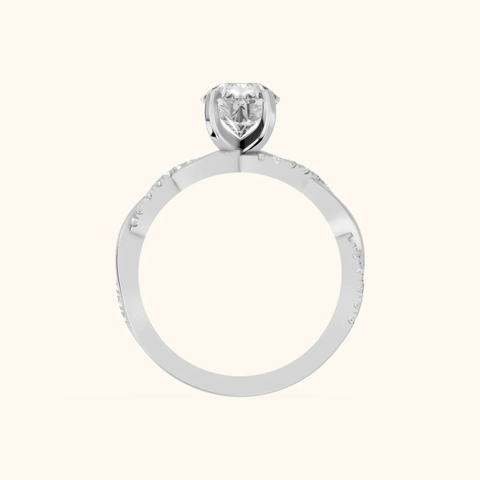 Twisted Side Stone Pear Diamond Engagement & Wedding Ring