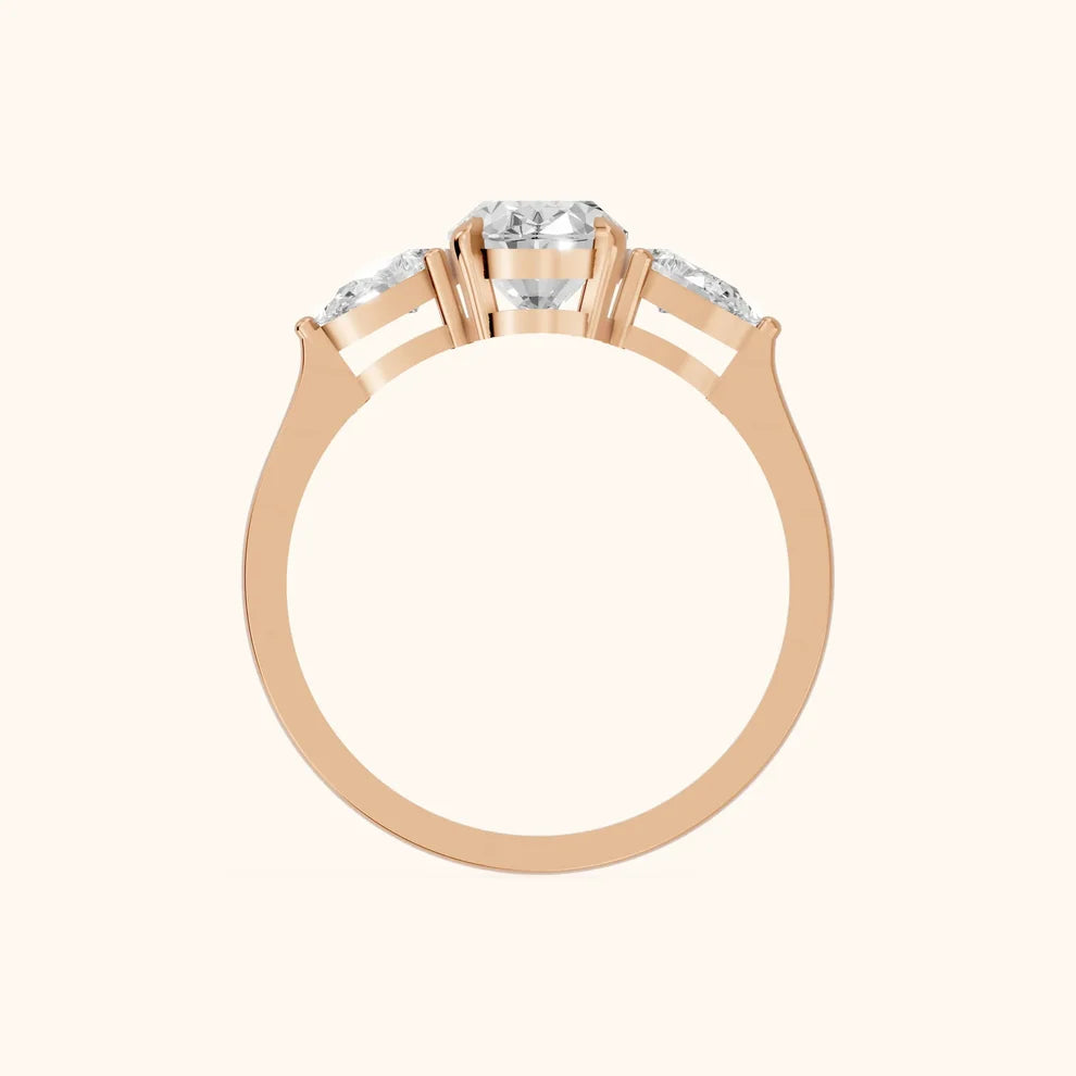 Grace Three Stone Oval Diamond Engagement & Wedding Ring