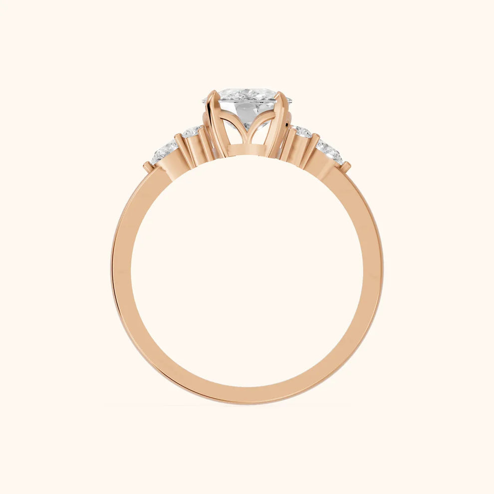 Amelia Three Stone Cushion Diamond Engagement & Wedding Ring