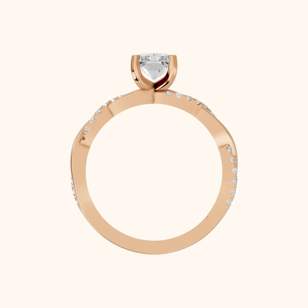 Twisted Side Stone Radiant Diamond Engagement & Wedding Ring