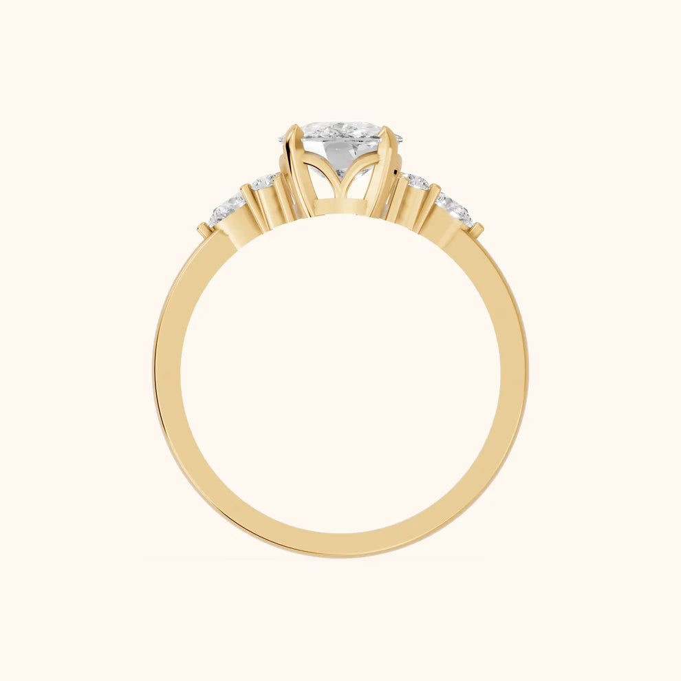 Amelia Three Stone Cushion Diamond Engagement & Wedding Ring