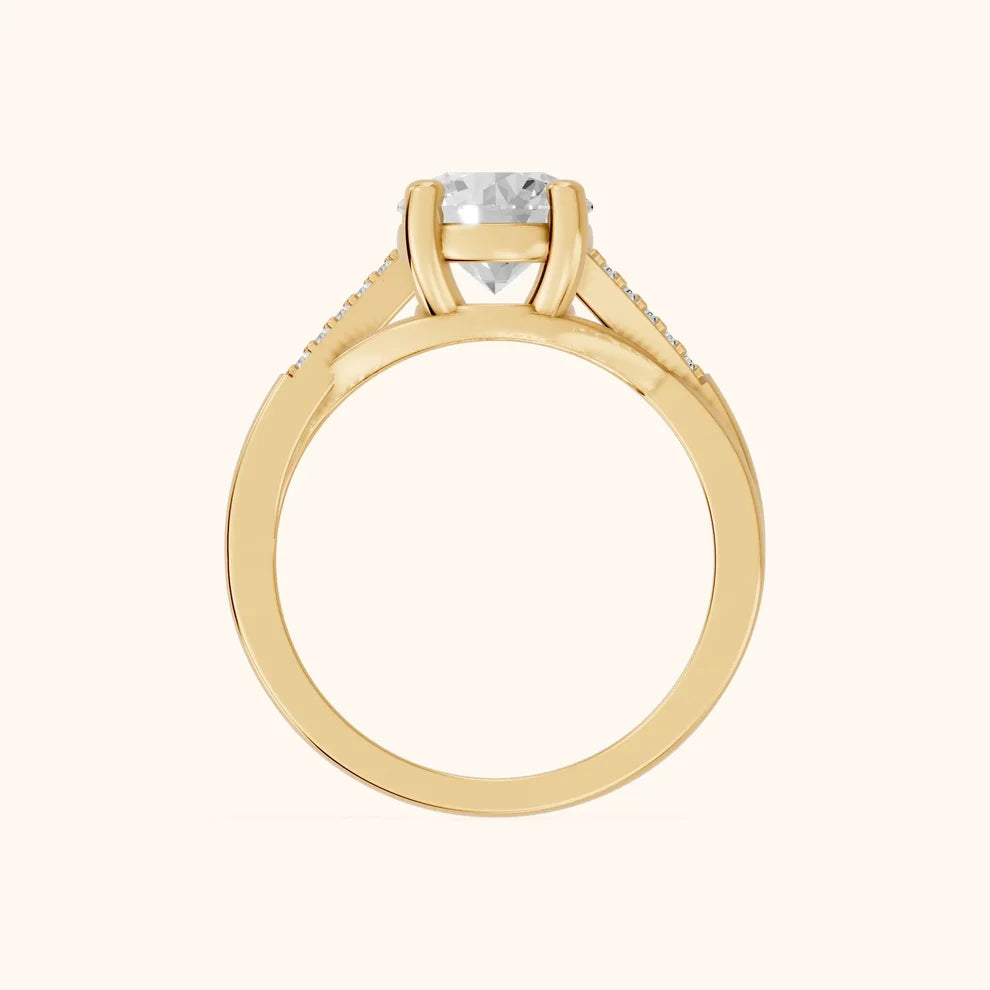 Veronica Twist Side Stone Round Diamond Engagement & Wedding Ring