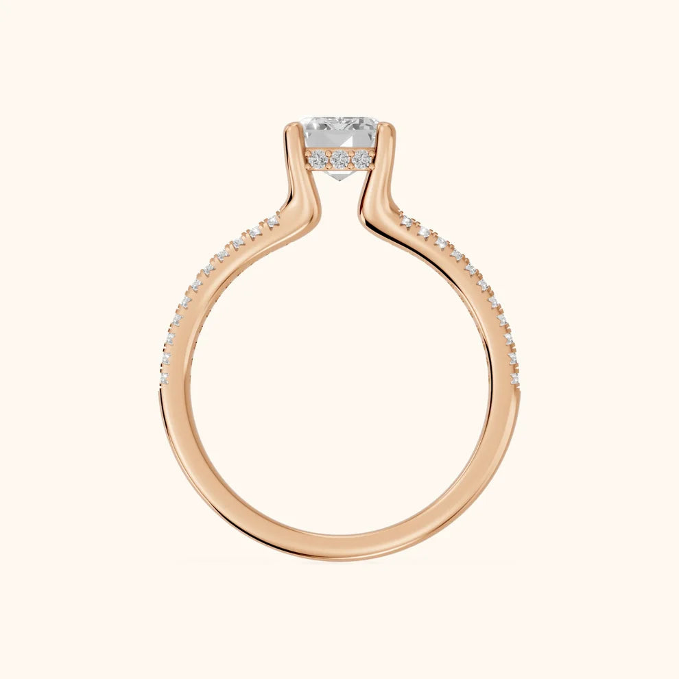 Eternal Embrace Solitaire Emerald Diamond Engagement & Wedding Ring