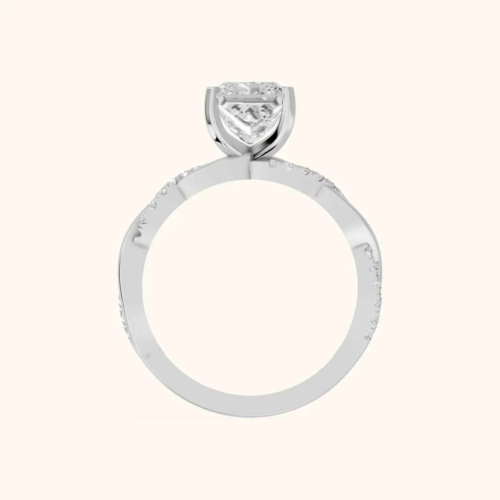 Twisted Side Stone Princess Diamond Engagement & Wedding Ring
