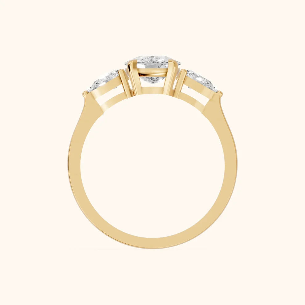 Grace Three Stone Cushion Diamond Engagement & Wedding Ring