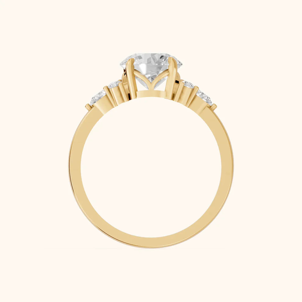 Amelia Three Stone Round Diamond Engagement & Wedding Ring