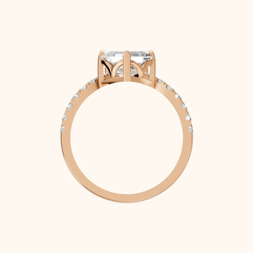 Isabella Legacy Side Stone Asscher Diamond Engagement & Wedding Ring