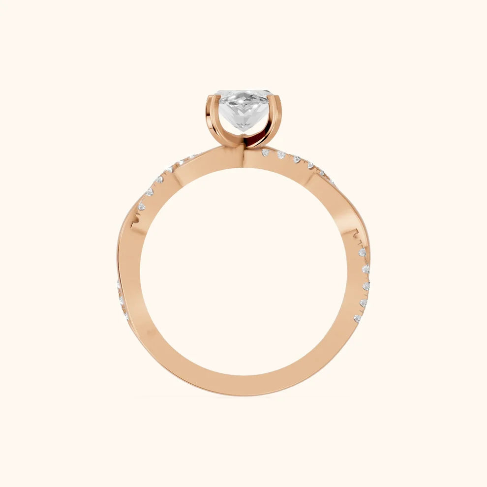 Twisted Side Stone Marquise Diamond Engagement & Wedding Ring