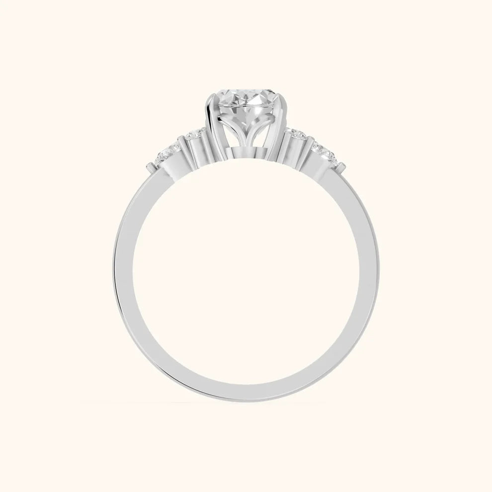 Amelia Three Stone Oval Diamond Engagement & Wedding Ring