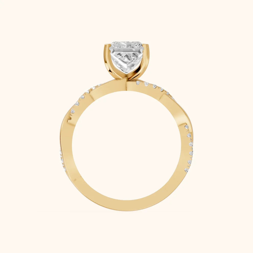 Twisted Side Stone Princess Diamond Engagement & Wedding Ring