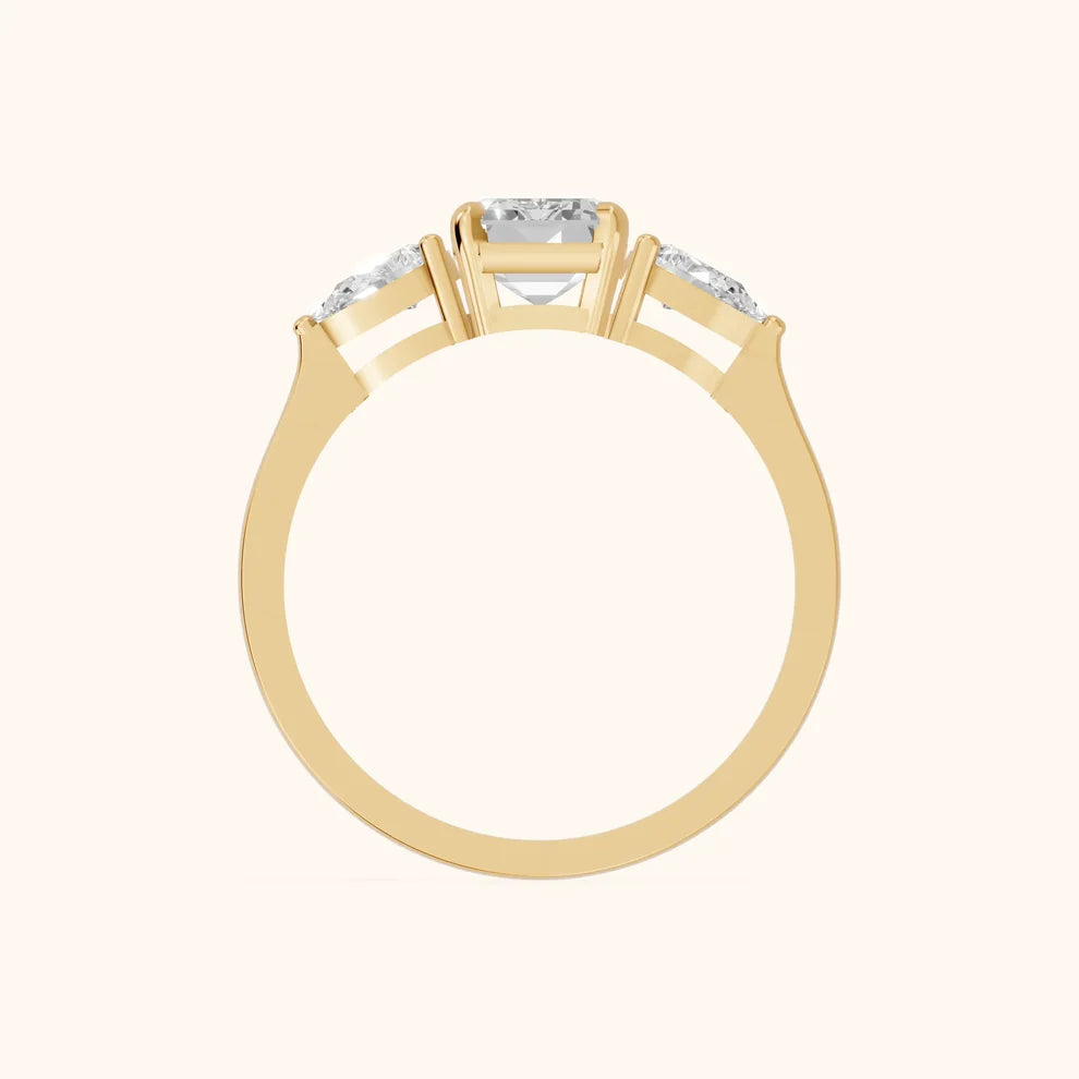 Grace Three Stone Emerald Diamond Engagement & Wedding Ring