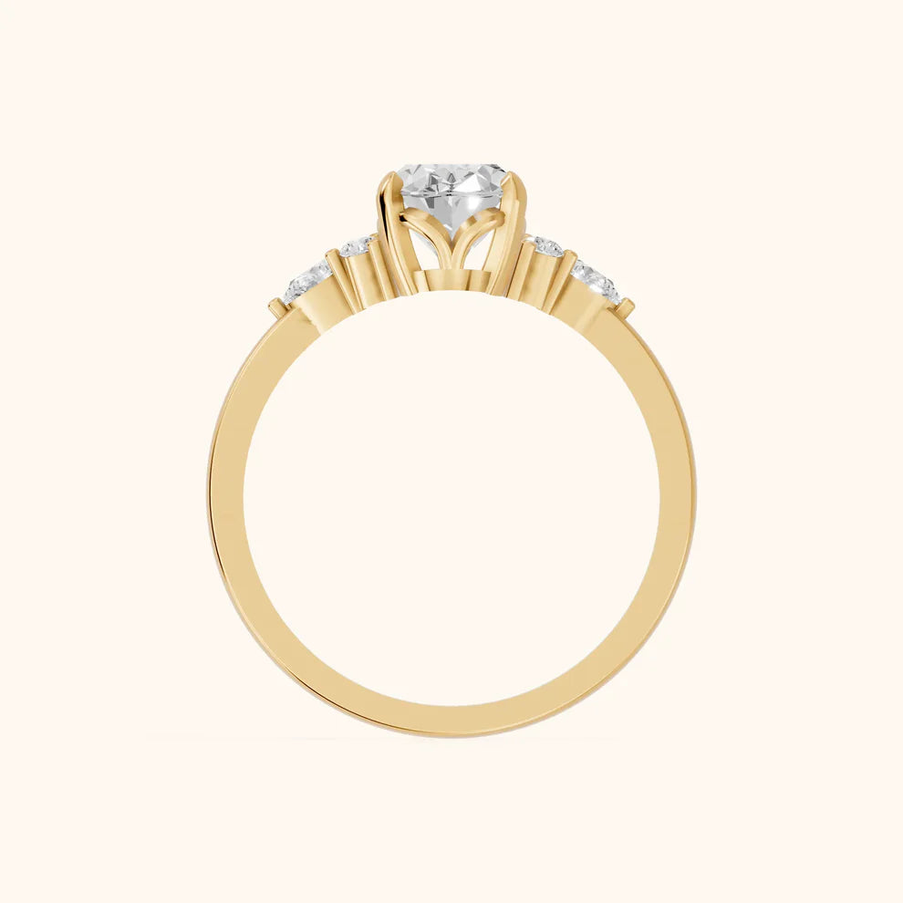 Amelia Three Stone Oval Diamond Engagement & Wedding Ring