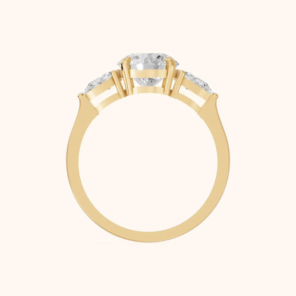 Grace Three Stone Round Diamond Engagement & Wedding Ring