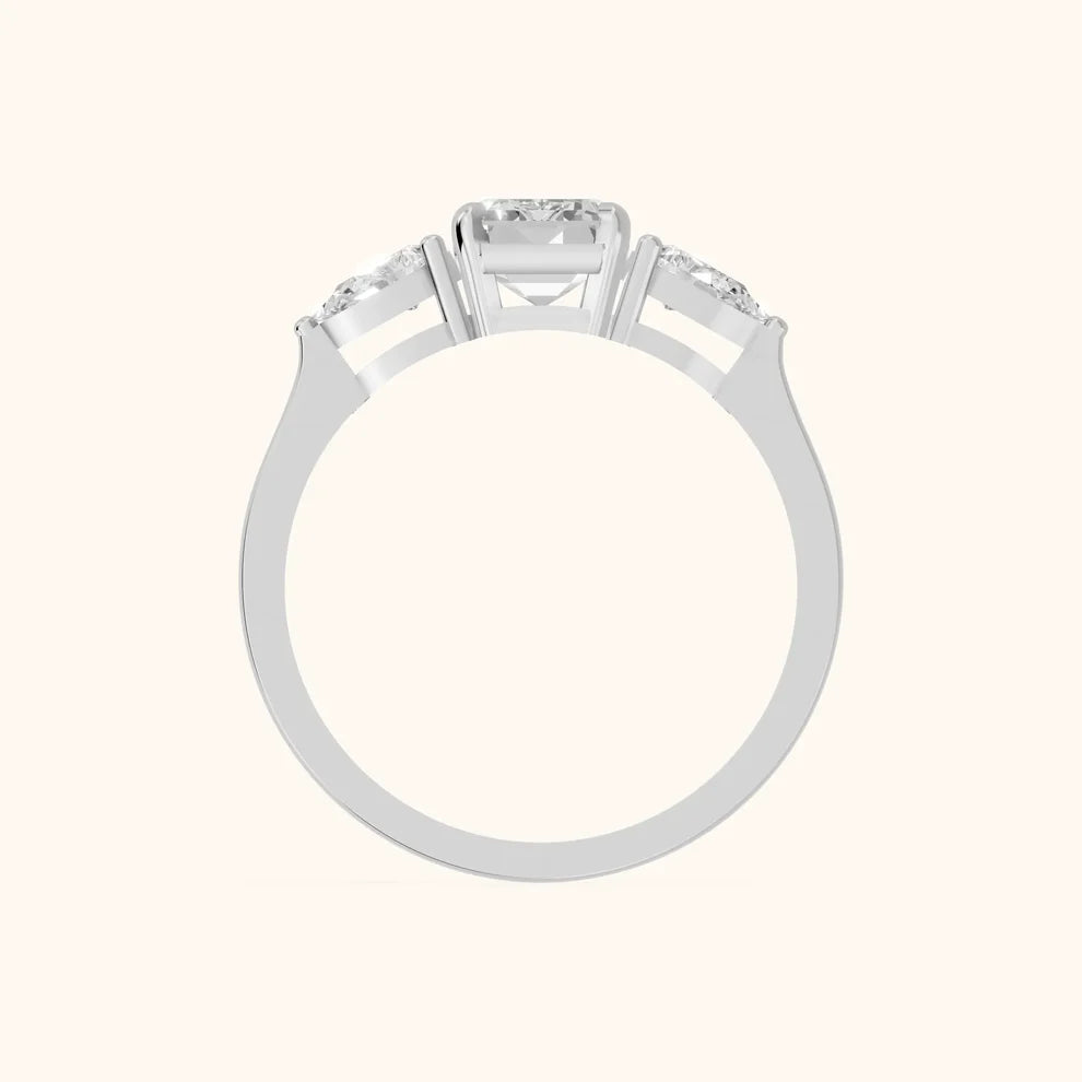 Grace Three Stone Emerald Diamond Engagement & Wedding Ring
