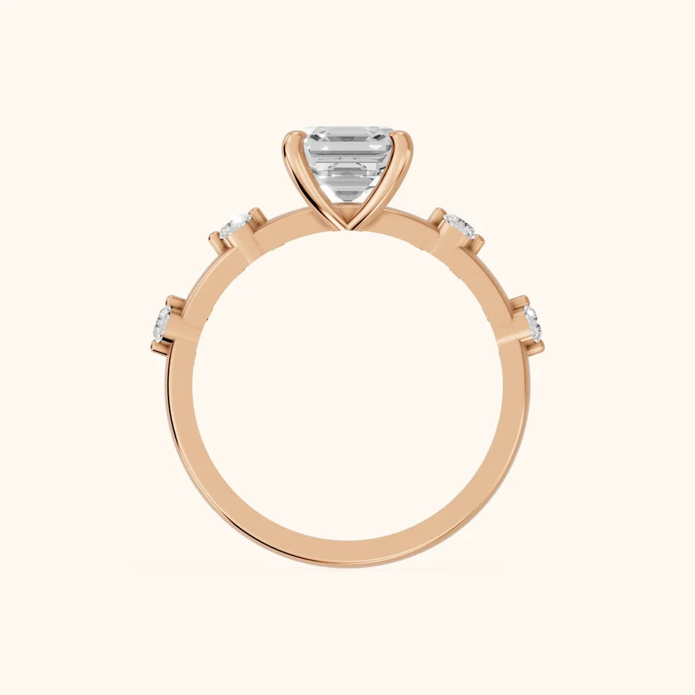 Elena Radiance Solitaire Asscher Diamond Engagement & Wedding Ring