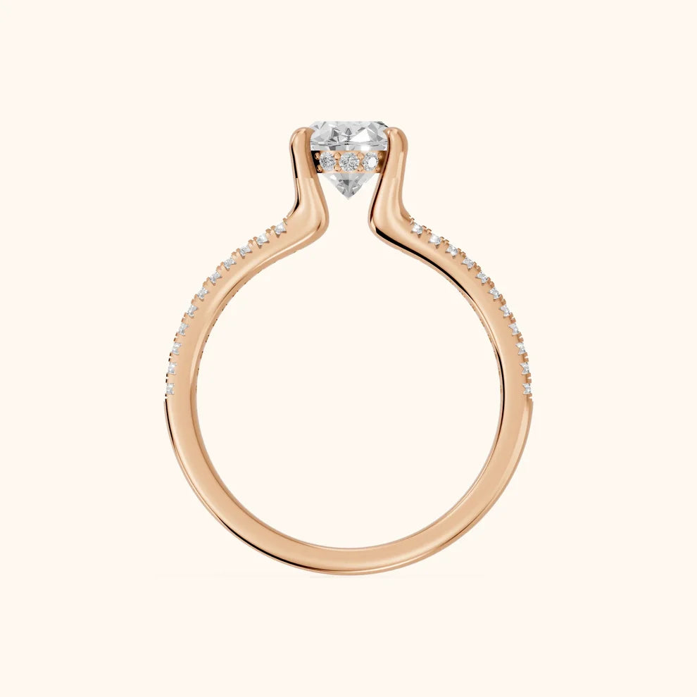 Eternal Embrace Solitaire Oval Diamond Engagement & Wedding Ring