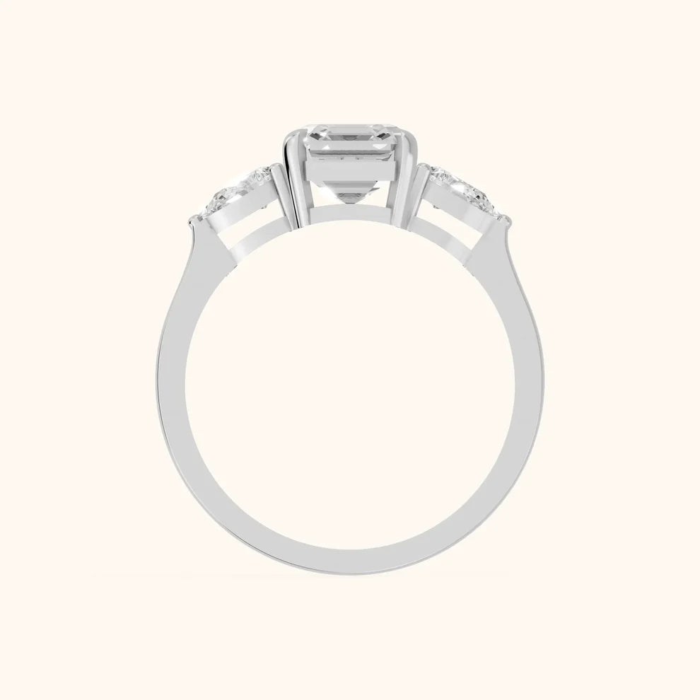 Grace Three Stone Asscher Diamond Engagement & Wedding Ring