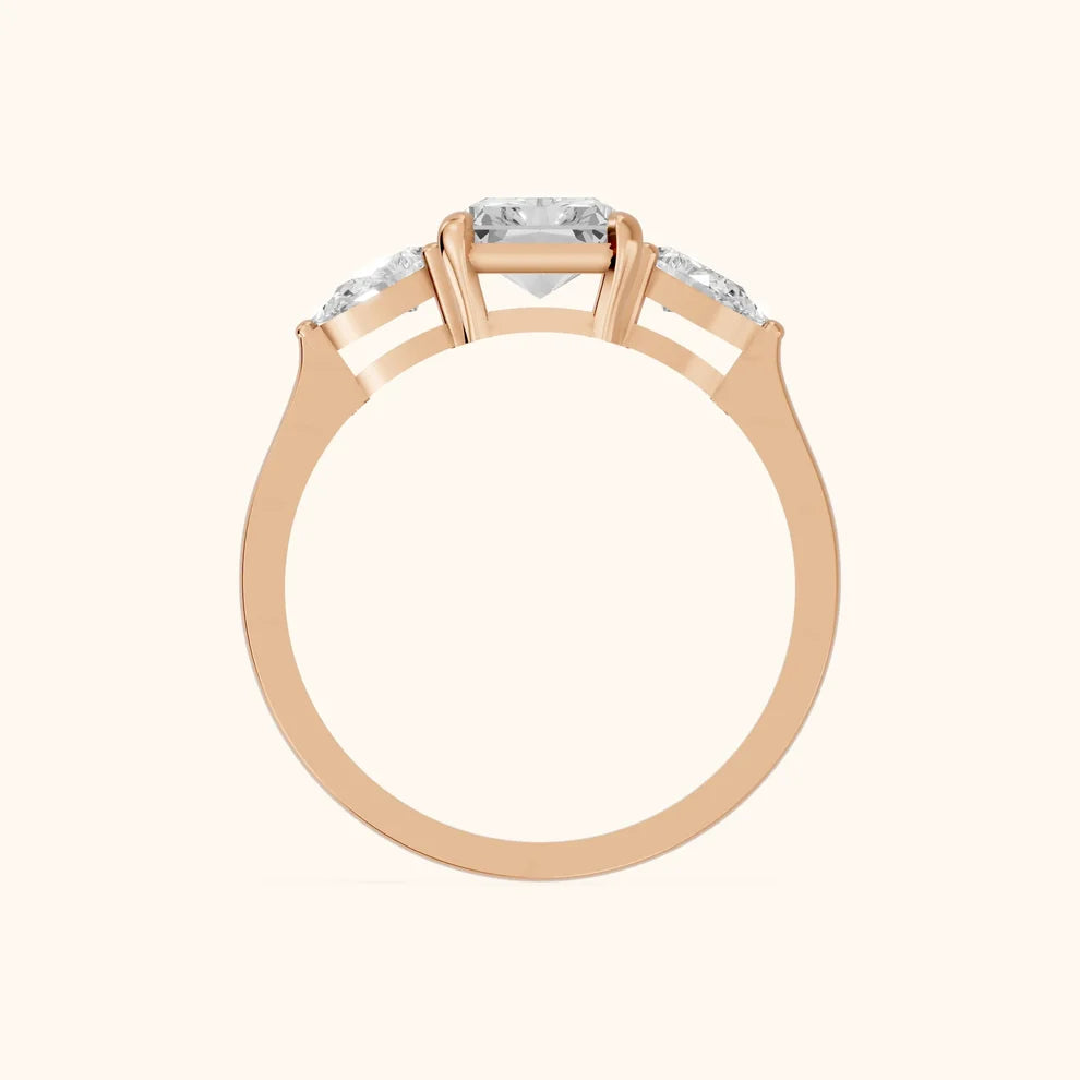 Grace Three Stone Radiant Diamond Engagement & Wedding Ring