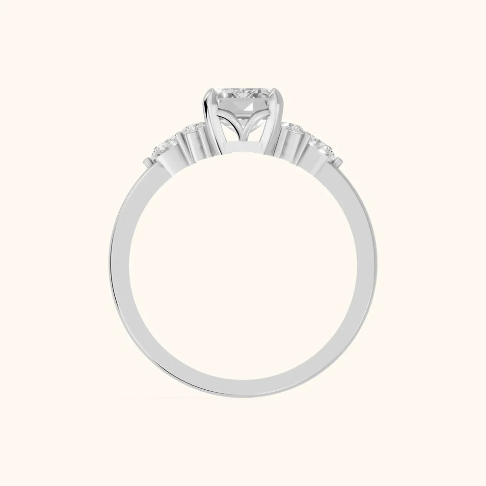 Amelia Three Stone Emerald Diamond Engagement & Wedding Ring