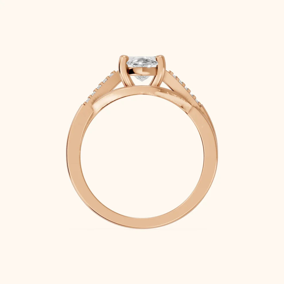Veronica Twist Side Stone Marquise Diamond Engagement & Wedding Ring