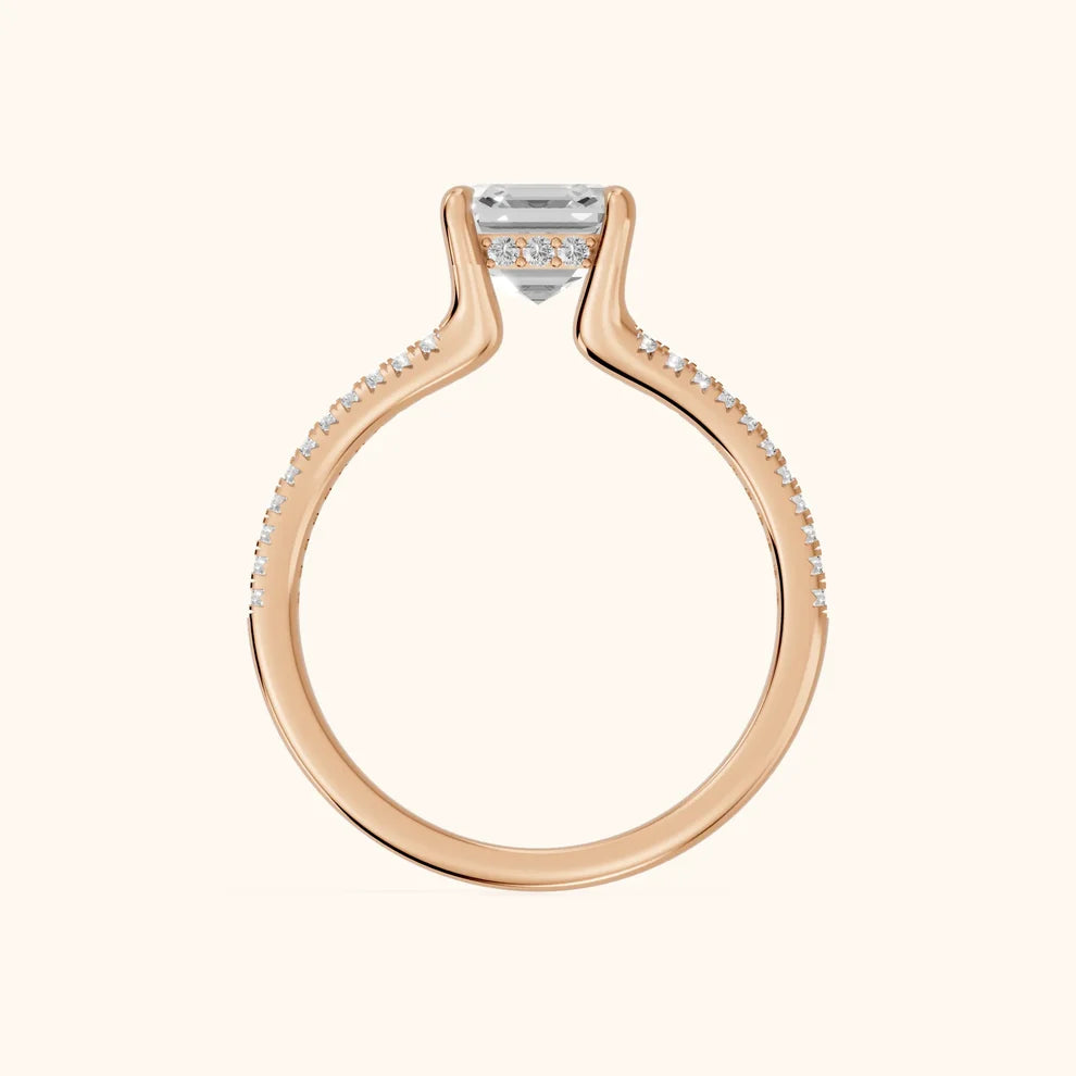 Eternal Embrace Solitaire Asscher Diamond Engagement & Wedding Ring