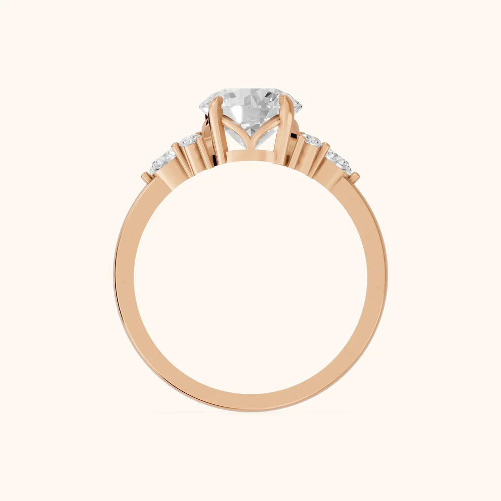 Amelia Three Stone Round Diamond Engagement & Wedding Ring