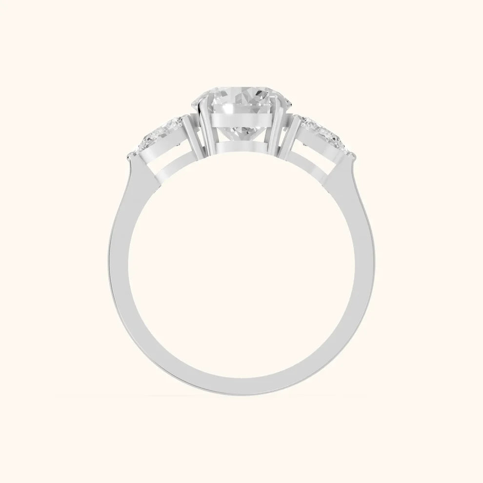 Grace Three Stone Round Diamond Engagement & Wedding Ring