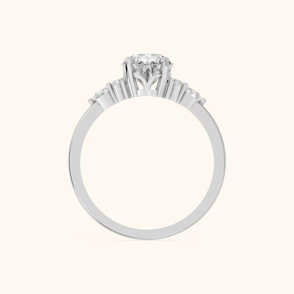Amelia Three Stone Pear Diamond Engagement & Wedding Ring