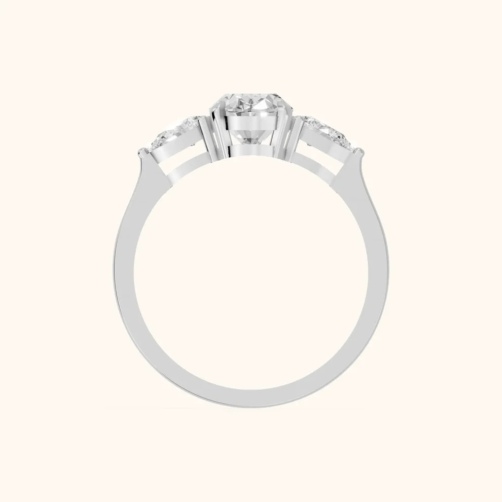 Grace Three Stone Oval Diamond Engagement & Wedding Ring