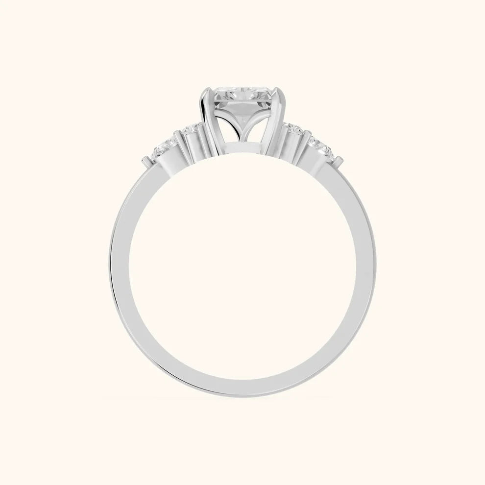 Amelia Three Stone Radiant Diamond Engagement & Wedding Ring