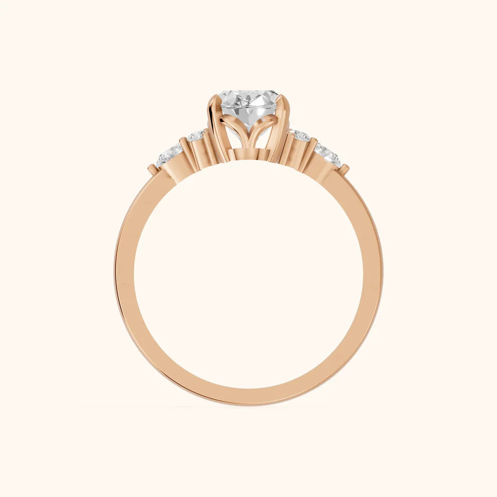 Amelia Three Stone Oval Diamond Engagement & Wedding Ring
