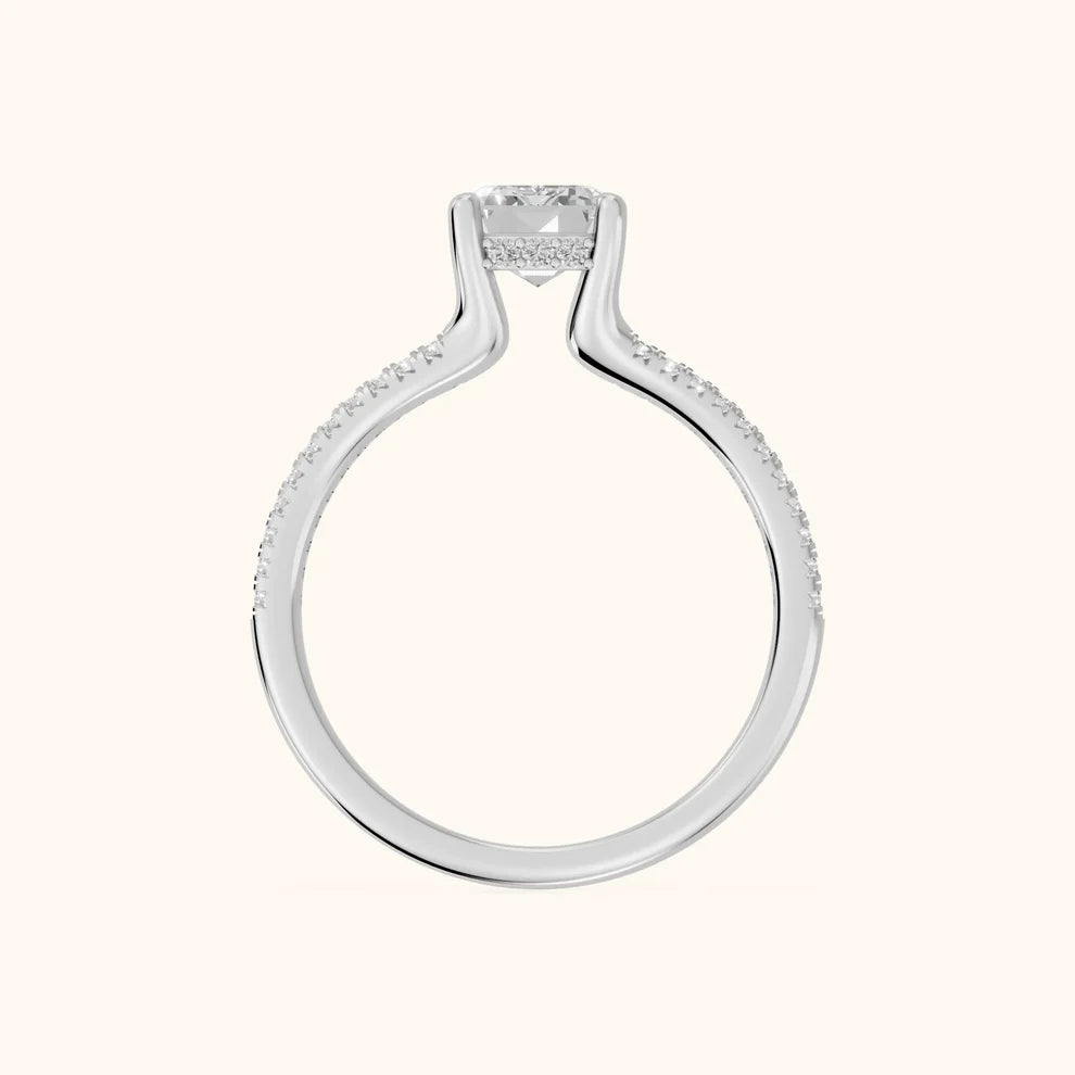 Eternal Embrace Solitaire Emerald Diamond Engagement & Wedding Ring
