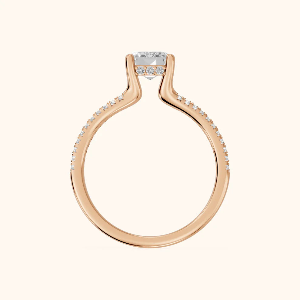 Emerald Diamond Engagement & Wedding Ring